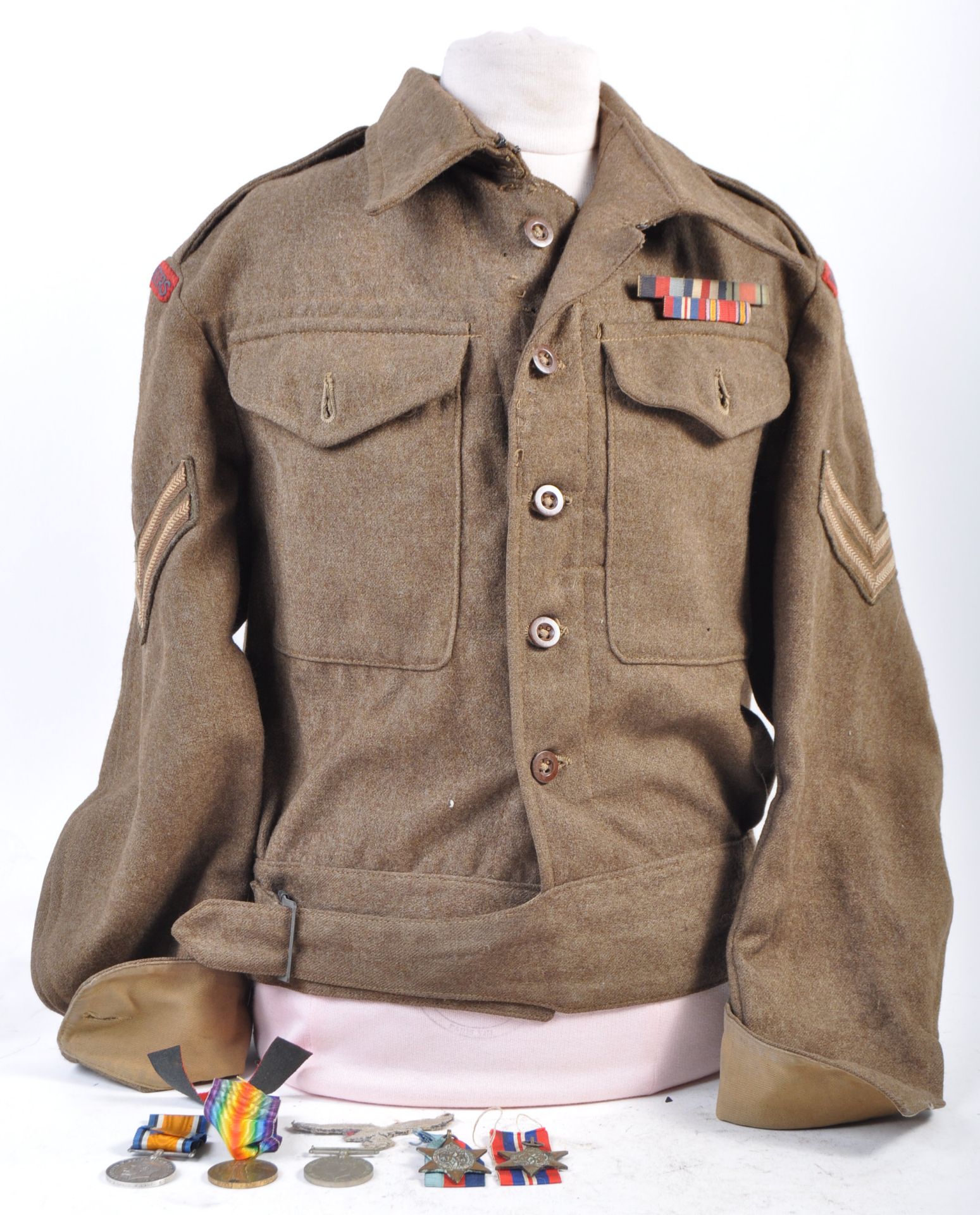A BRITISH ROYAL ENGINEERS UNIFORM TUNIC AND MEDAL GROUP
