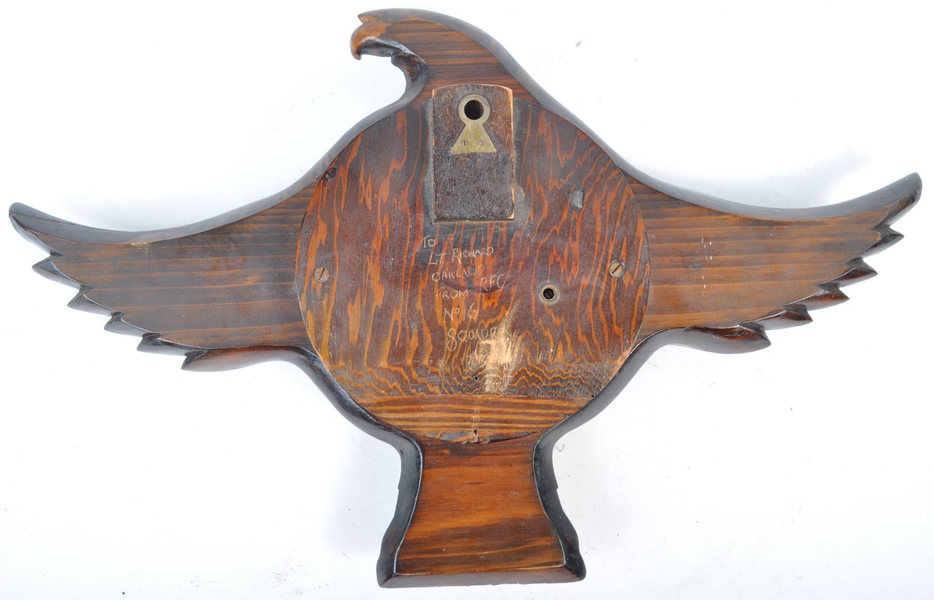CARVED OAK RAF TYPE WALL BAROMETER IN THE FORM OF AN EAGLE - Image 4 of 6