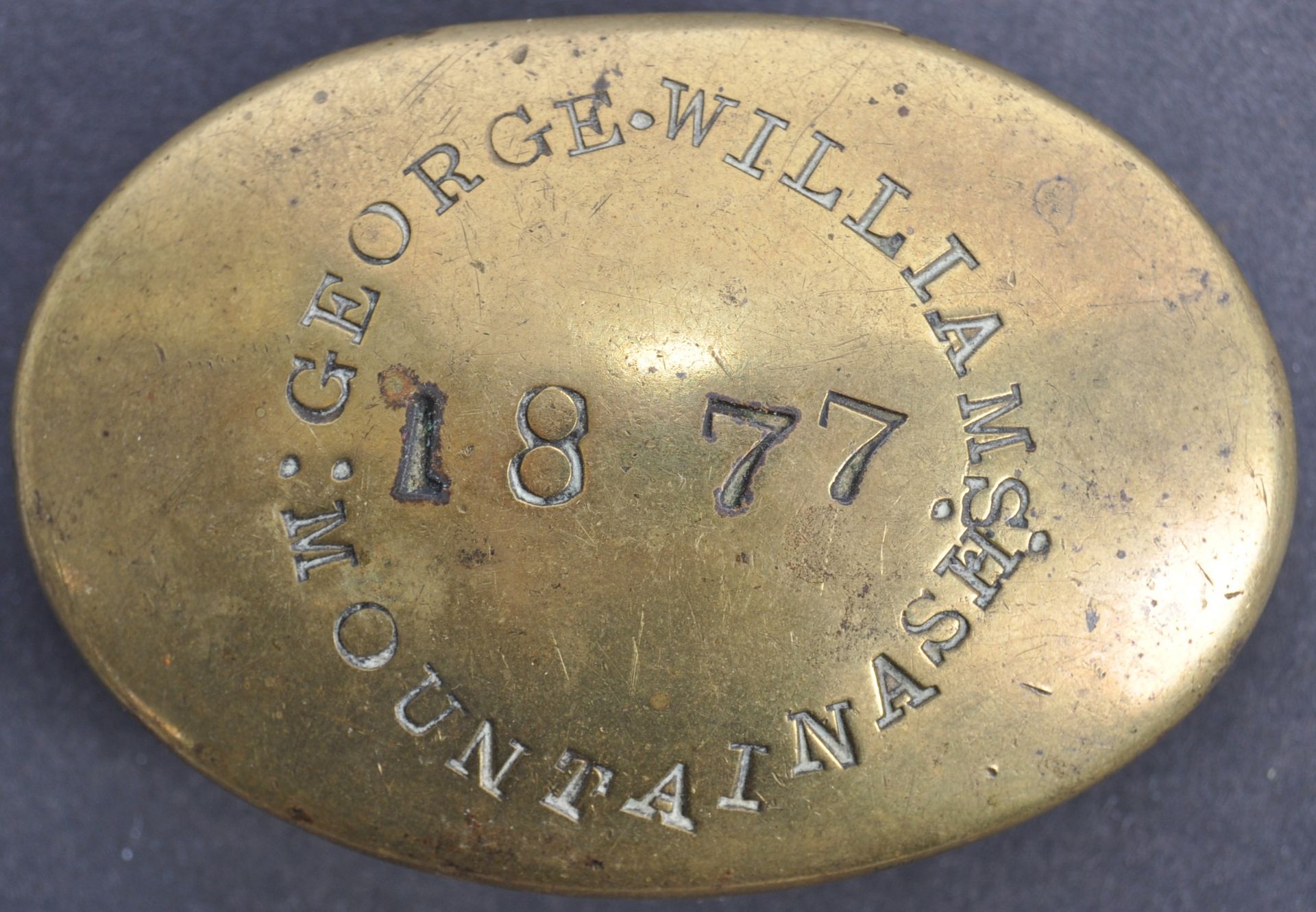 A LATE 18TH CENTURY COAL MINERS BRASS TOBACCO TIN