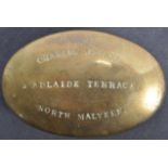 EARLY 20TH CENTURY BRASS TOBACCO TIN OF LOCAL INTEREST