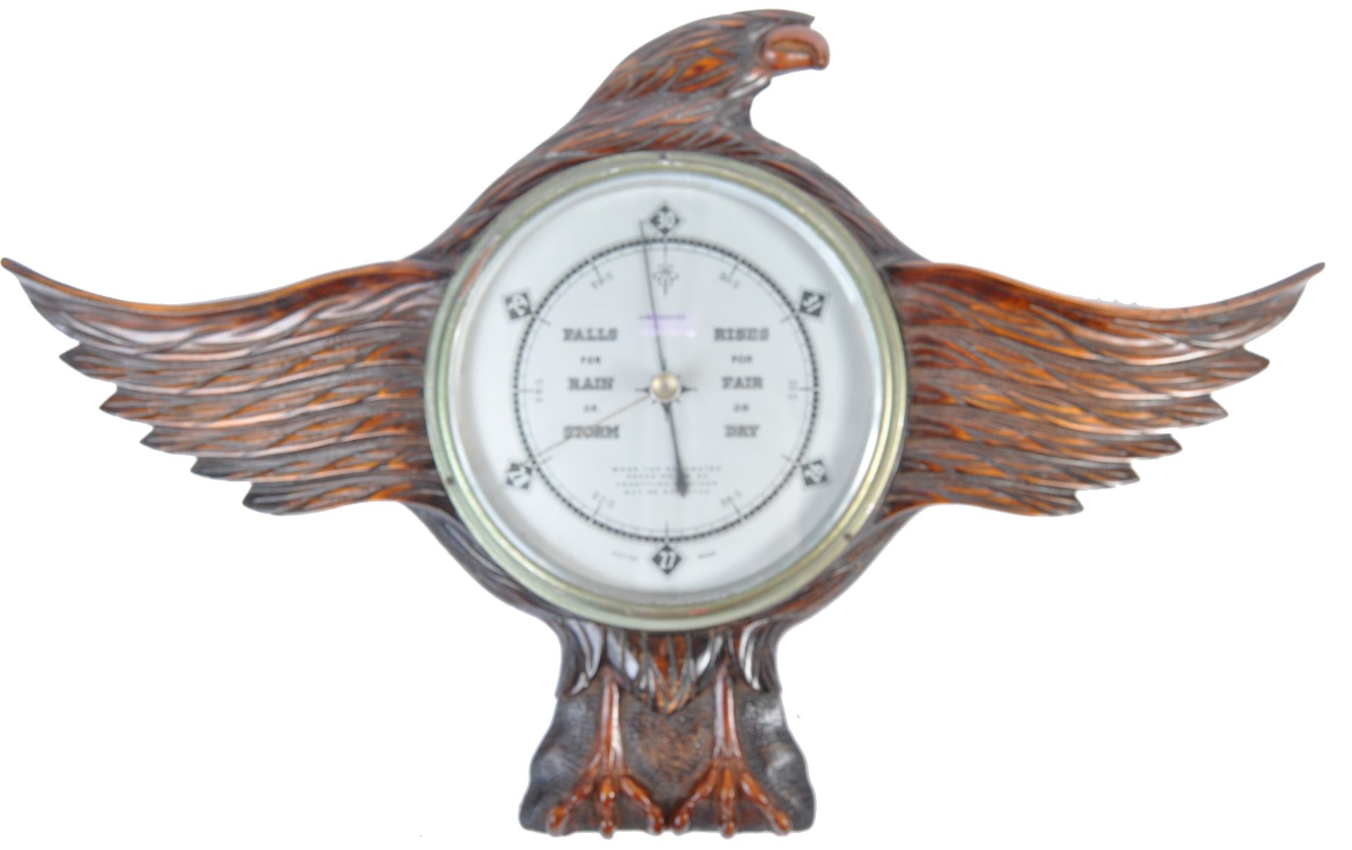 CARVED OAK RAF TYPE WALL BAROMETER IN THE FORM OF AN EAGLE