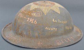 WWI FIRST WORLD WAR INTEREST DECORATED BRODIE HELMET