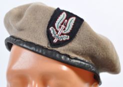 SAS SPECIAL AIR SERVICE BERET IN TAN WITH CLOTH PATCH