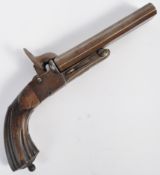 19TH CENTURY ANTIQUE DOUBLE BARREL PINFIRE PISTOL