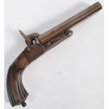 19TH CENTURY ANTIQUE DOUBLE BARREL PINFIRE PISTOL