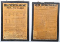 PAIR OF EARLY 20TH CENTURY GWR INFORMATION POSTERS