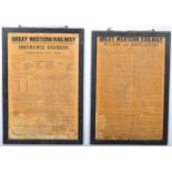 PAIR OF EARLY 20TH CENTURY GWR INFORMATION POSTERS