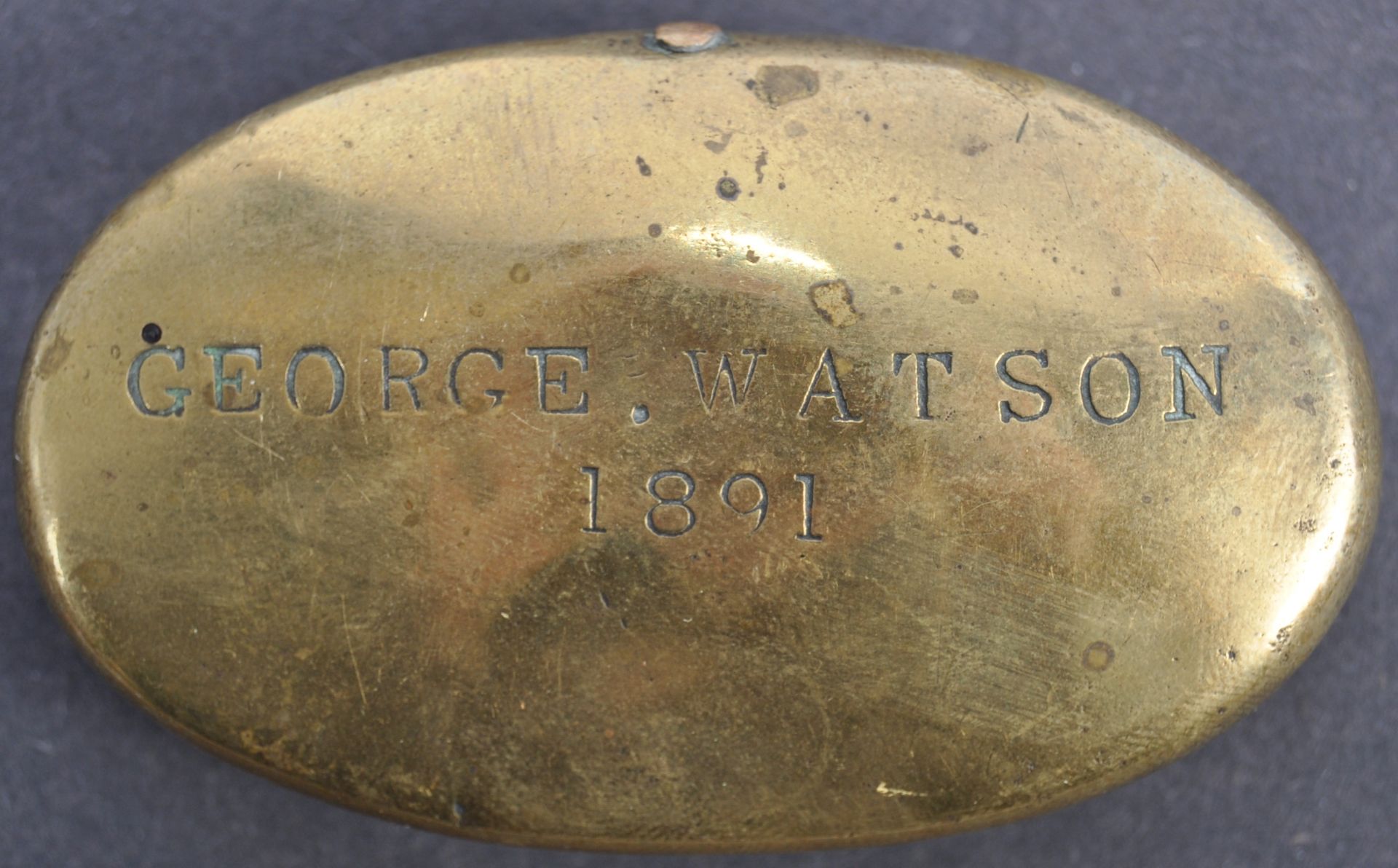 A LATE 19TH CENTURY VICTORIAN COAL MINERS BRASS TOBACCO TIN
