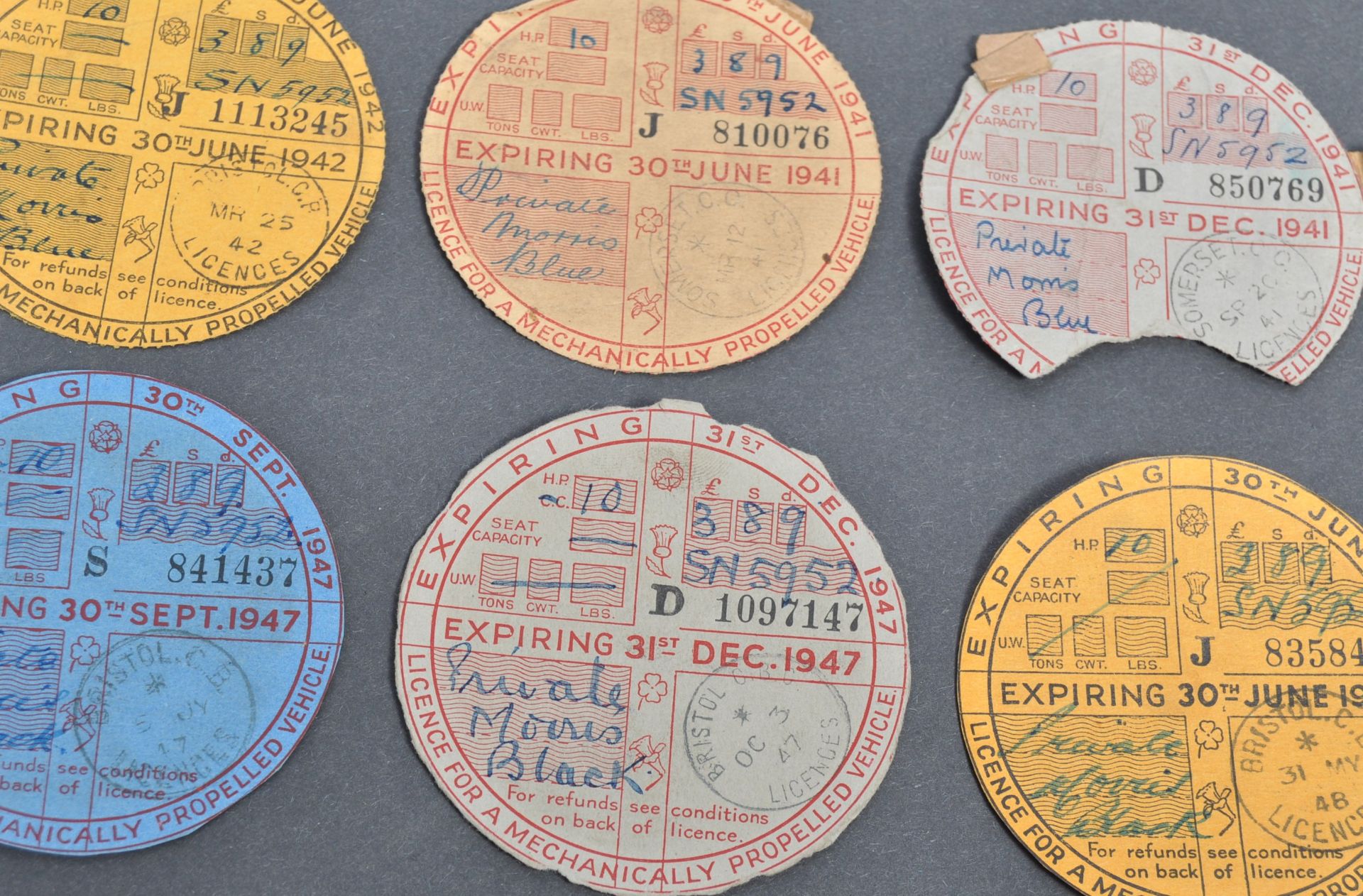 LARGE COLLECTION OF 1930S - 1950S TAX DISCS FOR THE SAME VEHICLE - Image 5 of 5