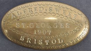 EARLY 20TH CENTURY BRASS TOBACCO TIN OF LOCAL INTEREST