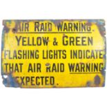 LOCAL INTEREST ARP AIR RAID WARNING ENAMEL SIGN