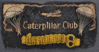 RARE RAF WWII TYPE CATERPILLAR CLUB UNIFORM PATCH / BADGE