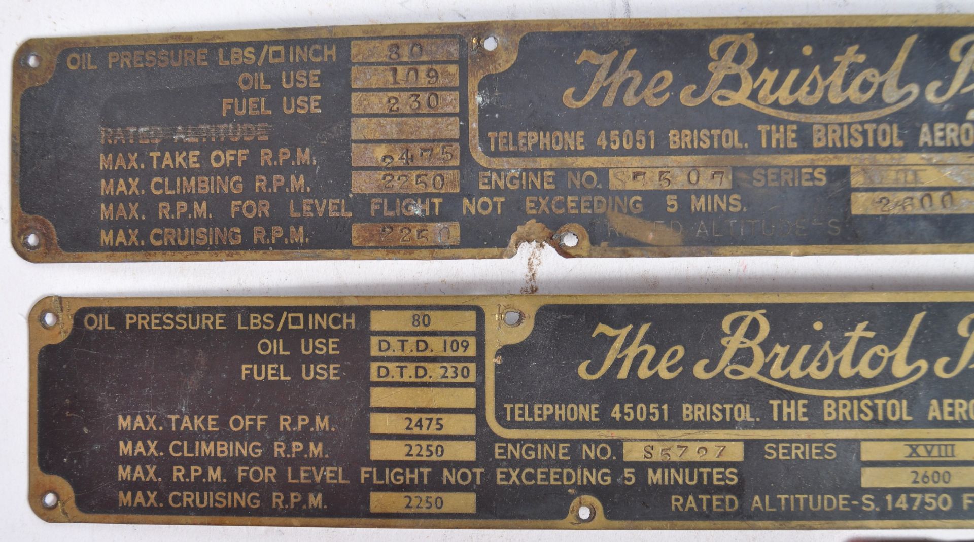 COLLECTION OF WWII PERIOD BRISTOL AEROPLANE CO PLAQUES - Image 4 of 5