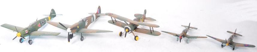 COLLECTION OF X5 BRITISH & GERMAN WWII FIGHTER MODEL PLANES