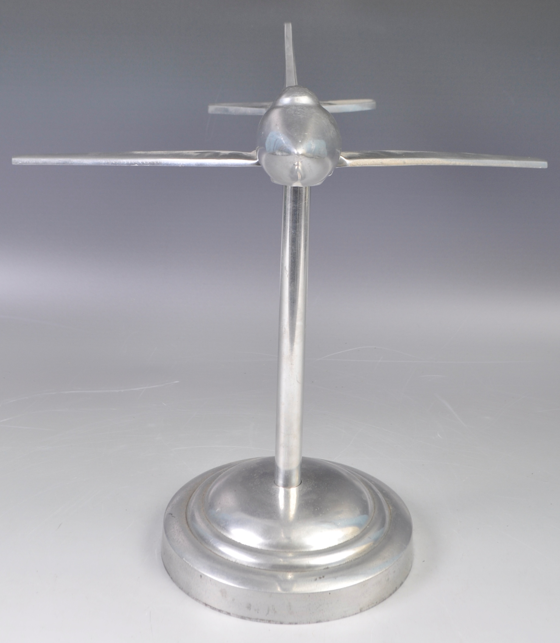 IMPRESSIVE ART DECO STYLE CHROME MODEL AEROPLANE - Image 2 of 5