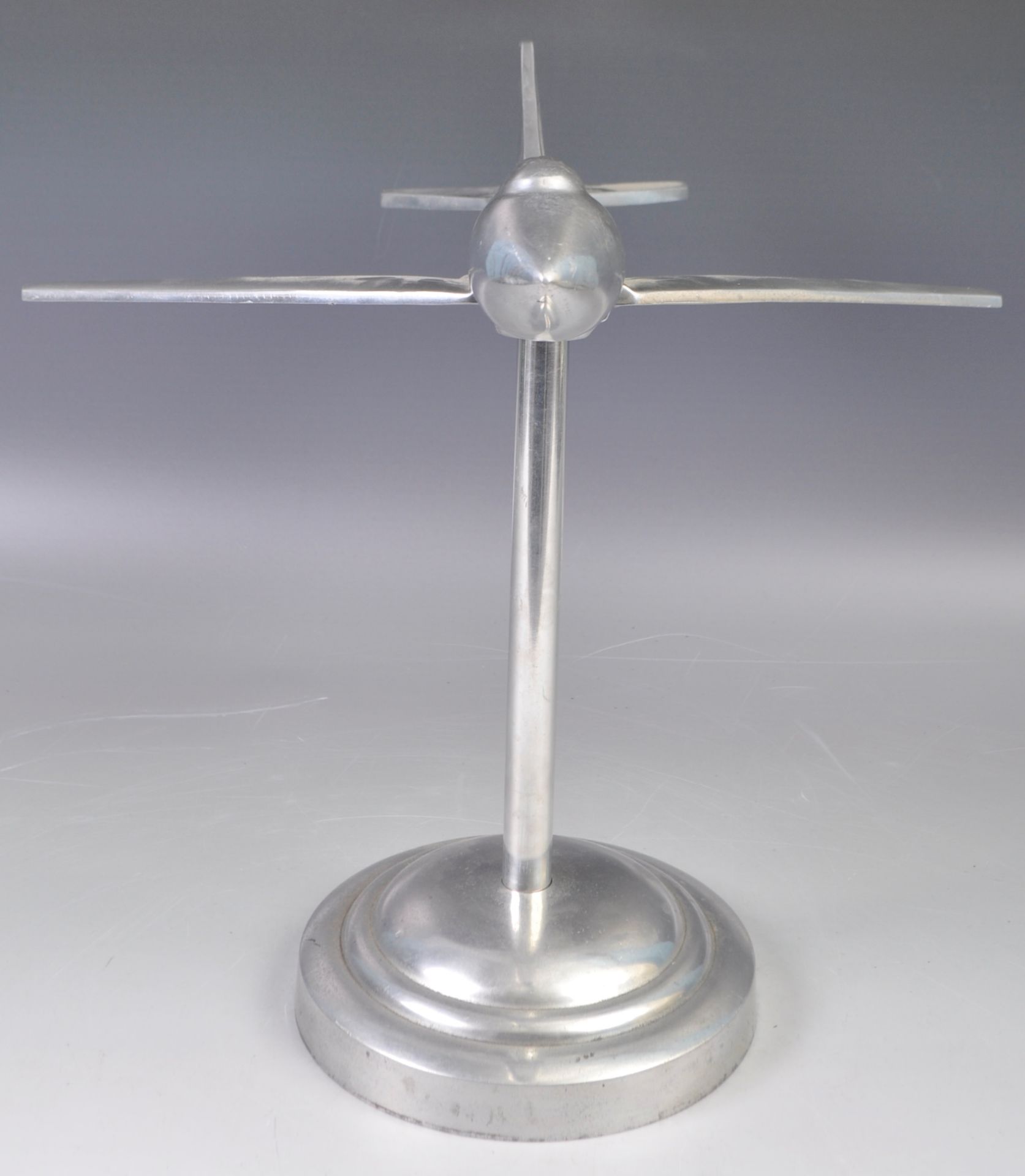 IMPRESSIVE ART DECO STYLE CHROME MODEL AEROPLANE - Image 2 of 5