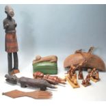 COLLECTION OF WOODEN TRIBALE CARVED ITEMS - FIGURI