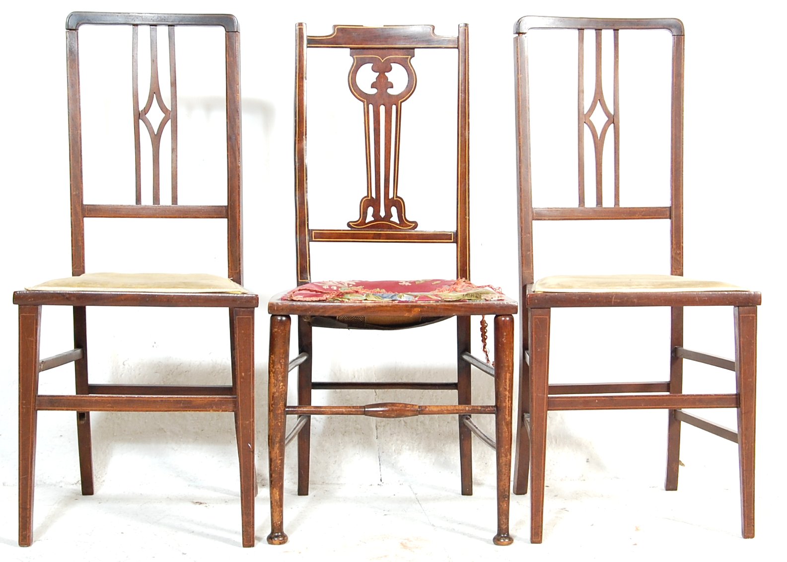 THREE EARLY 20TH CENTURY EDWARDIAN BEDROOM CHAIRS. - Image 2 of 4
