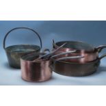 19TH CENTURY VICTORIAN COPPER KITCHEN PANS AND OTH
