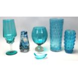 RETRO VINTAGE TEAL BLUE STUDIO ART GLASS VASES