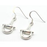 A PAIR OF STAMPED 925 RIDING STIRRUPS EARRINGS.