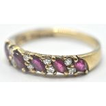 9CT GOLD RUBY AND DIAMOND RING