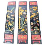SET OF THREE 19TH CENTURY CHINESE ANTIQUE LACQUERED PANELS