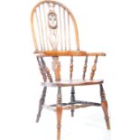 19TH CENTURY ELM & YEW WOOD WINDSOR CARVER ARMCHAIR