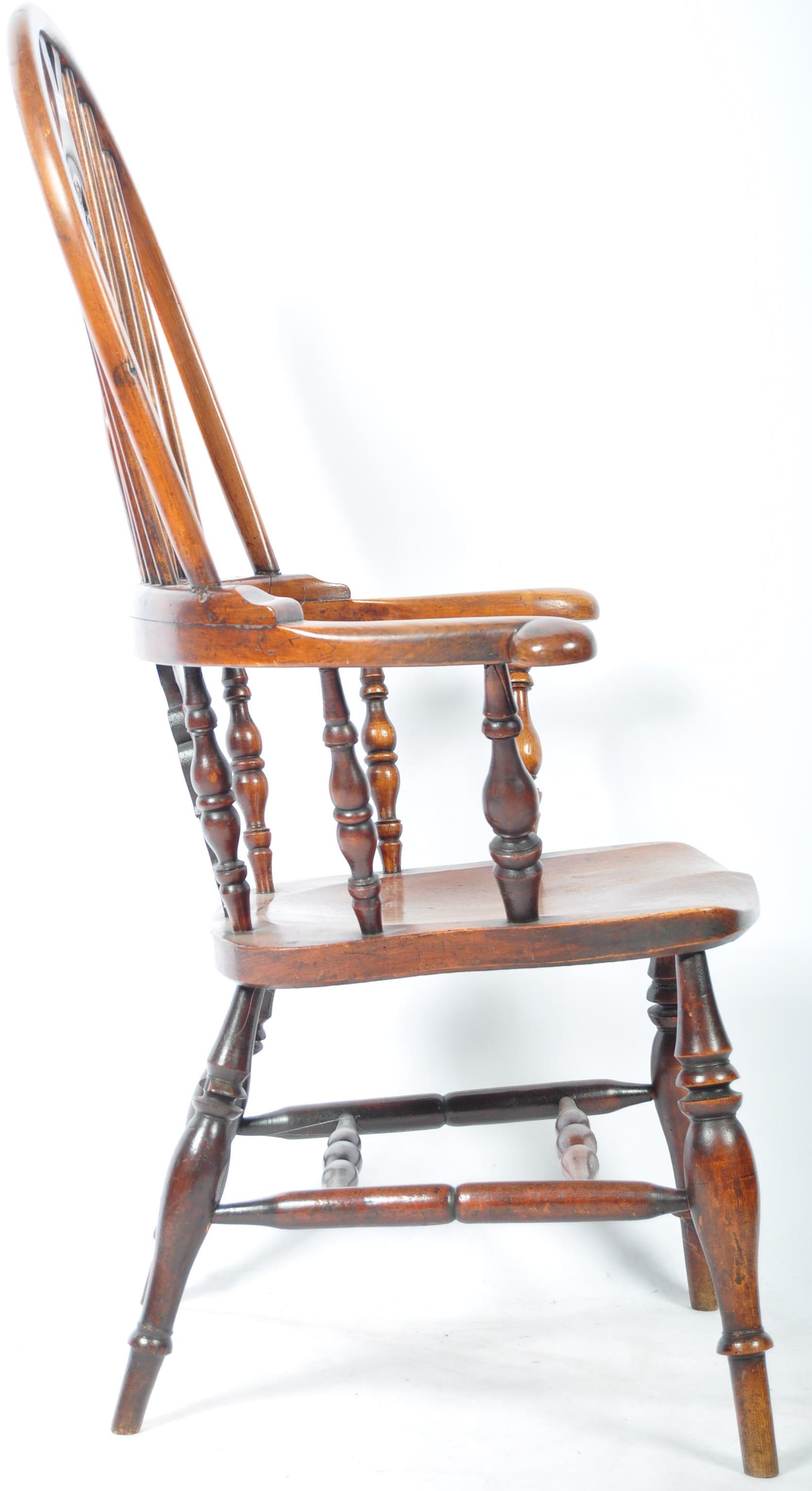 19TH CENTURY ELM & YEW WOOD WINDSOR CARVER ARMCHAIR - Image 8 of 8