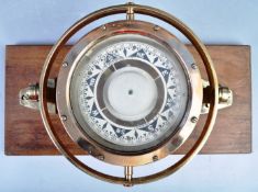 RARE EARLY 20TH CENTURY BRASS SHIPS GIMBAL COMPASS