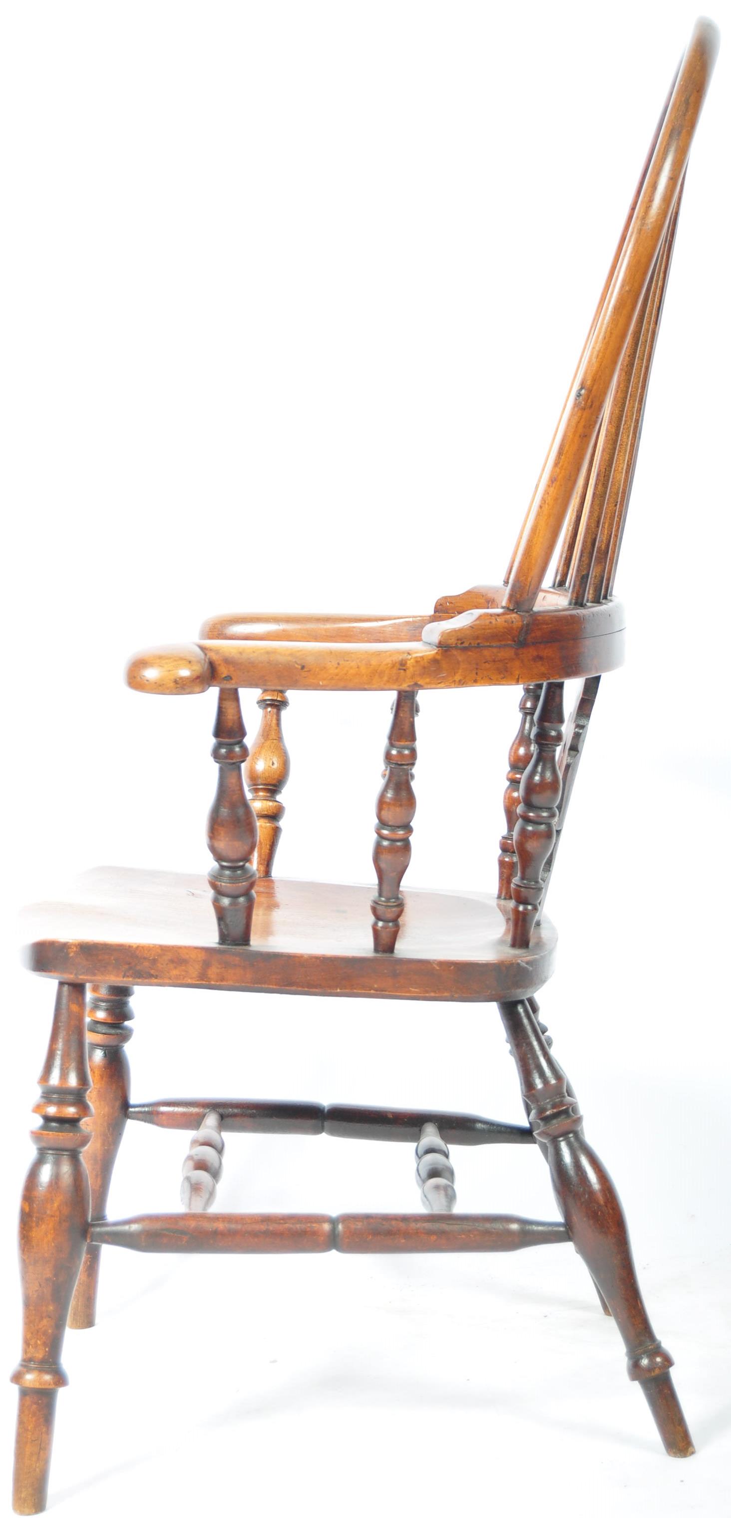 19TH CENTURY ELM & YEW WOOD WINDSOR CARVER ARMCHAIR - Image 6 of 8