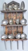 EARLY 19TH CENTURY DUTCH PAINTED SPOON RACK AND SPOONS