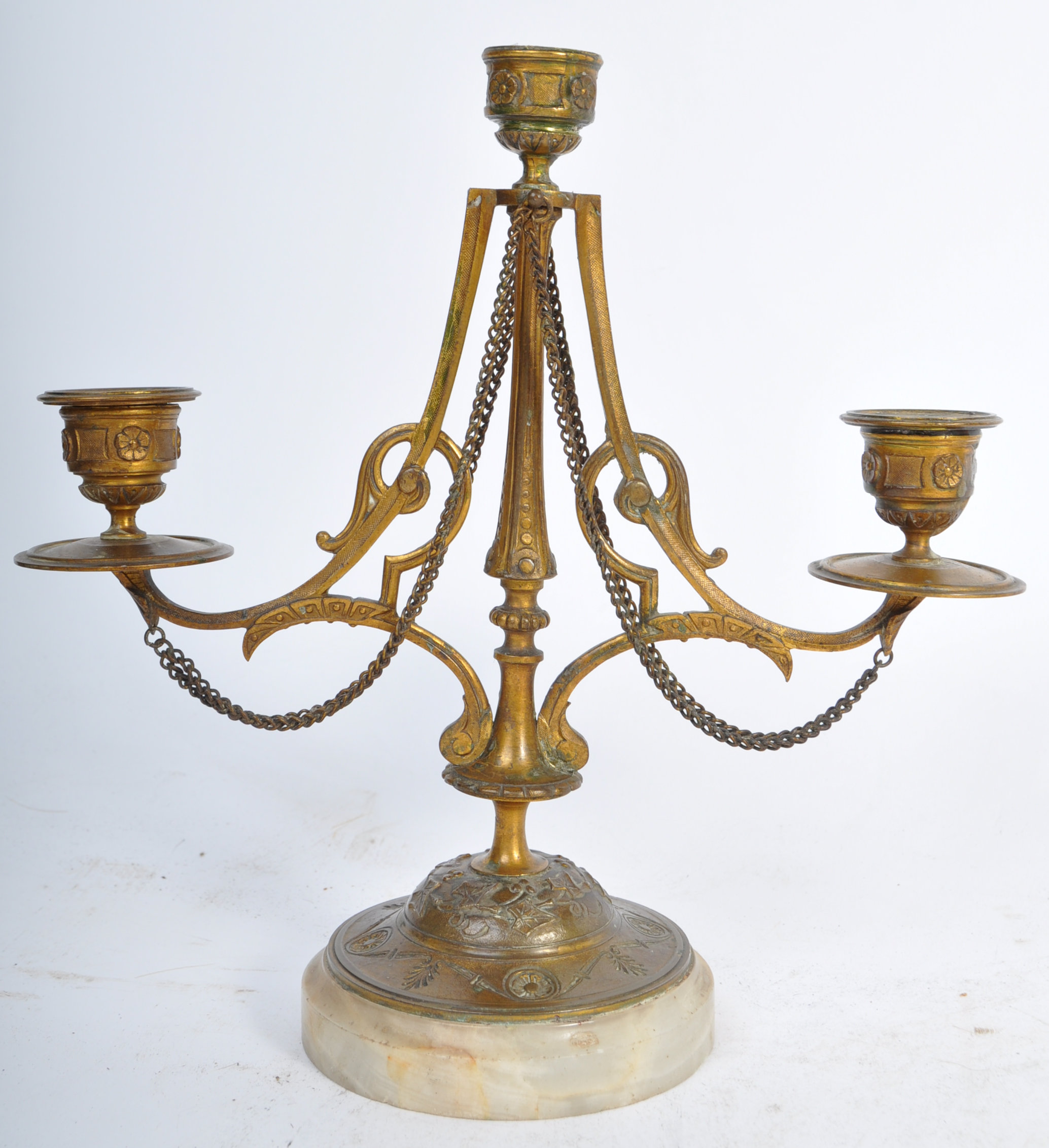PAIR OF 19TH CENTURY BRONZE AND MARBLE CANDLESTICKS - Image 7 of 8