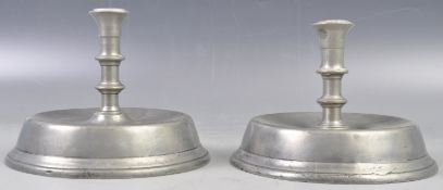 PAIR ANTIQUE STYLE PEWTER CANDLESTICKS IN THE DUTCH TASTE