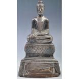 CHINESE ANTIQUE SILVER OVERLAID FIGURINE OF BUDDHA