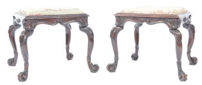 PAIR OF MID 19TH CENTURY SIMULATED ROSEWOOD FOOT STOOLS