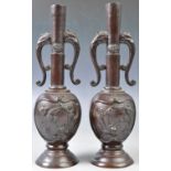 PAIR OF 19TH CENTURY JAPANESE MEIJI BRONZE VASES