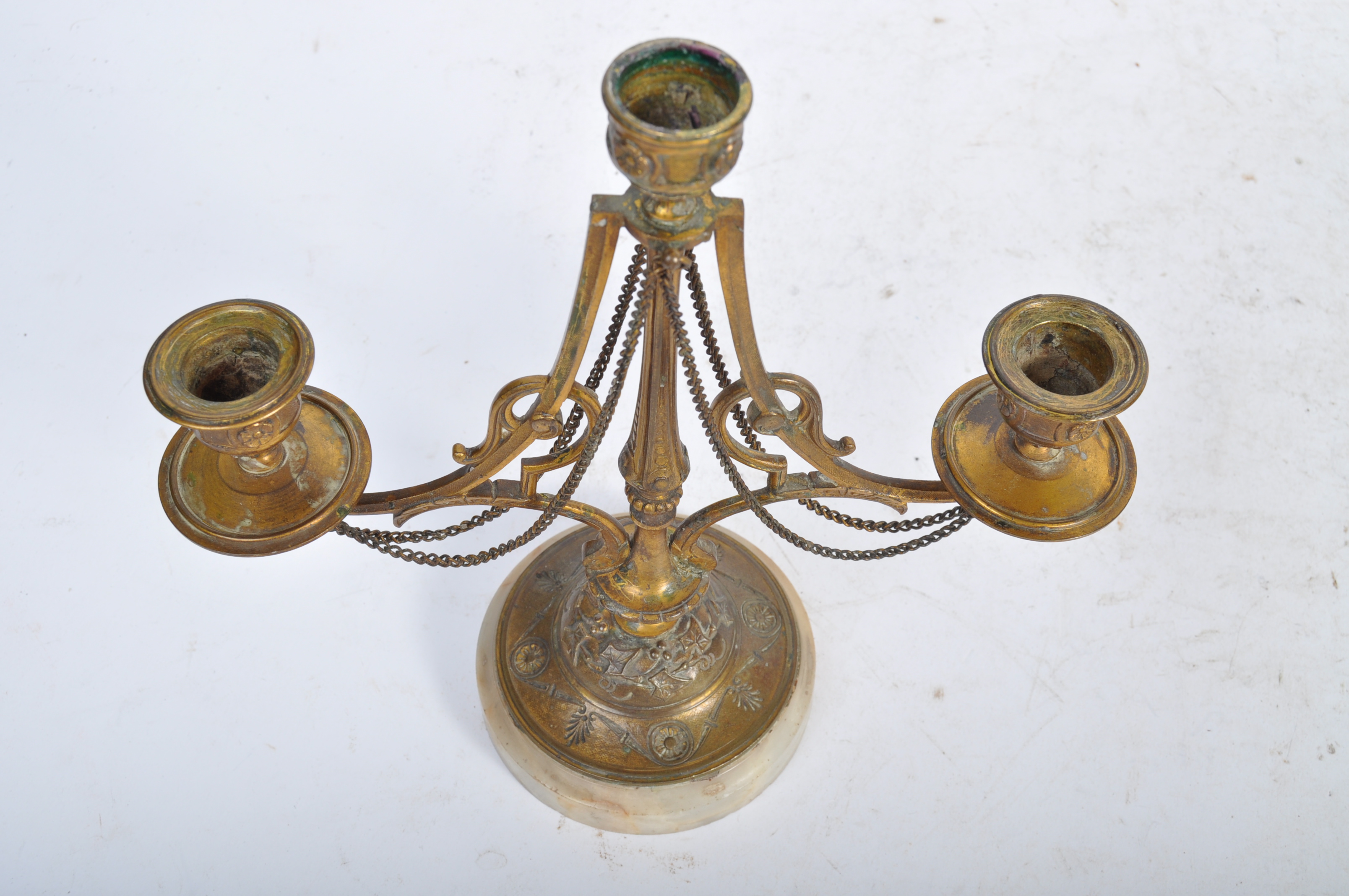 PAIR OF 19TH CENTURY BRONZE AND MARBLE CANDLESTICKS - Image 8 of 8