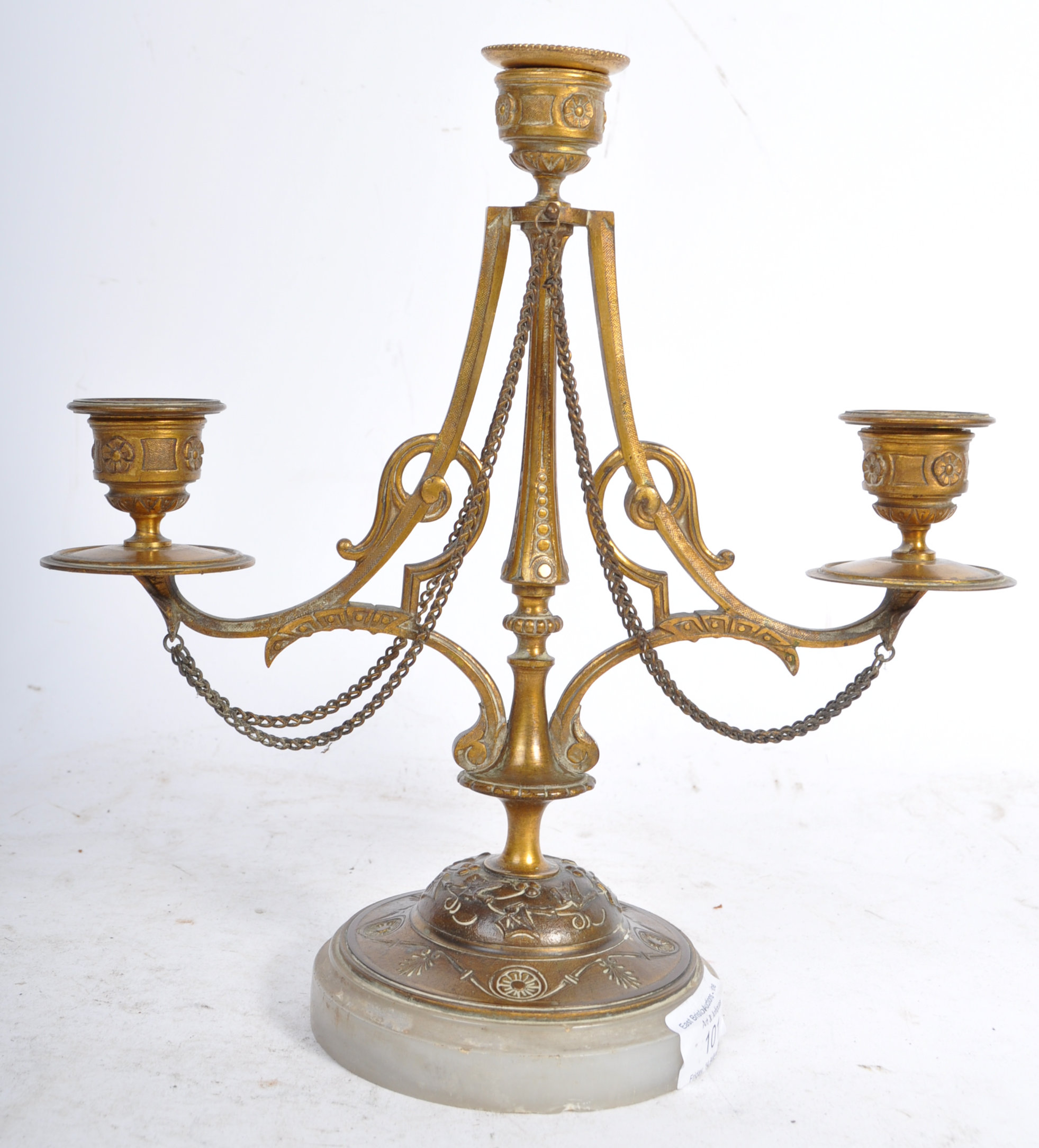 PAIR OF 19TH CENTURY BRONZE AND MARBLE CANDLESTICKS - Image 3 of 8