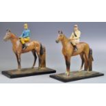 PAIR OF COLD PAINTED RACE HORSE TABLE LIGHTERS