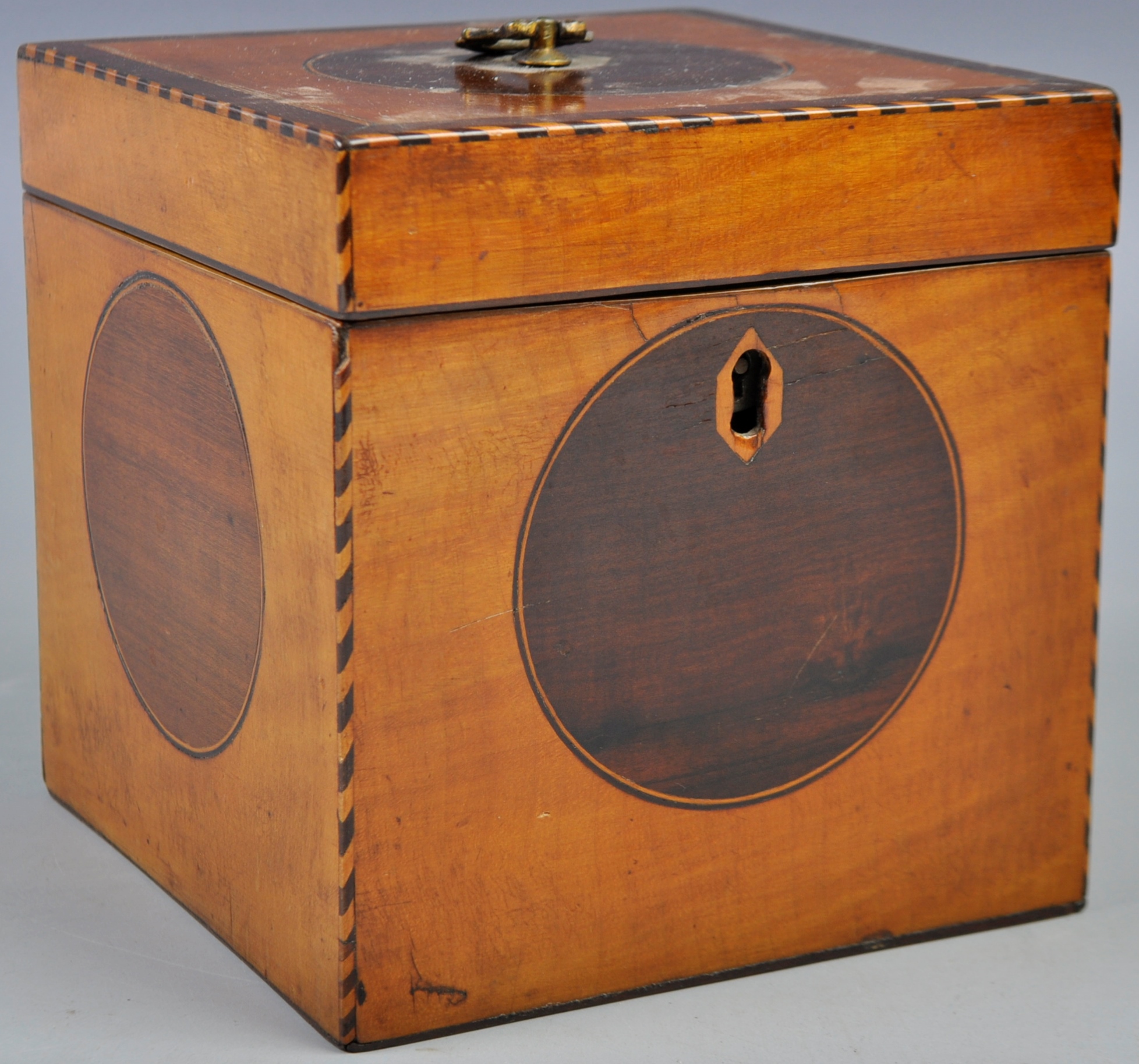 FANTASTIC GEORGIAN ANTIQUE SHERATON SATINWOOD TEA CADDY - Image 2 of 4