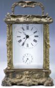 DECORATIVE 20TH CENTURY BRONZE CASED CARRIAGE CLOCK