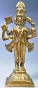 19TH CENTURY HINDU BRONZE OF VISHNU WITH SYMBOLS AND WEAPONS