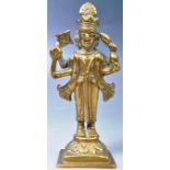 19TH CENTURY HINDU BRONZE OF VISHNU WITH SYMBOLS AND WEAPONS