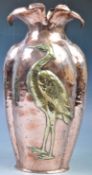 19TH CENTURY ARTS & CRAFTS COPPER AND BRASS CRANE VASE