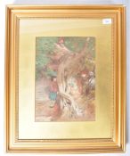 WATERCOLOUR PAINTING OF TWO CHILDREN IN TREE BY JOHN DAWSON WATSON