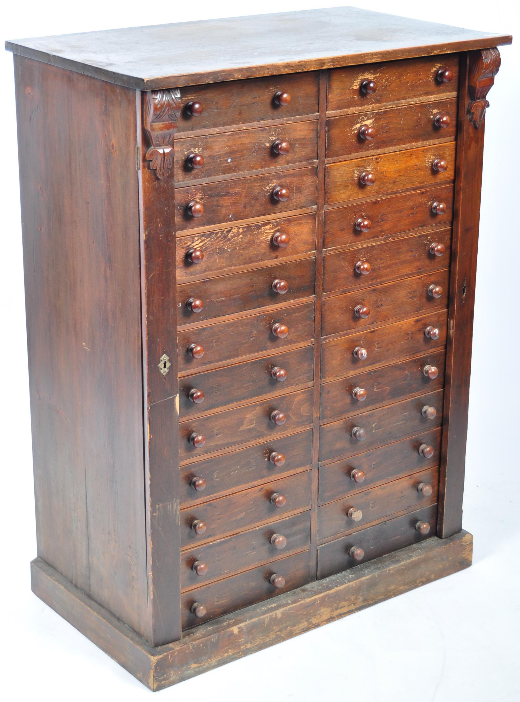 RARE 19TH CENTURY VICTORIAN PINE DOUBLE WELLINGTON CHEST OF DRAWERS - Image 2 of 5