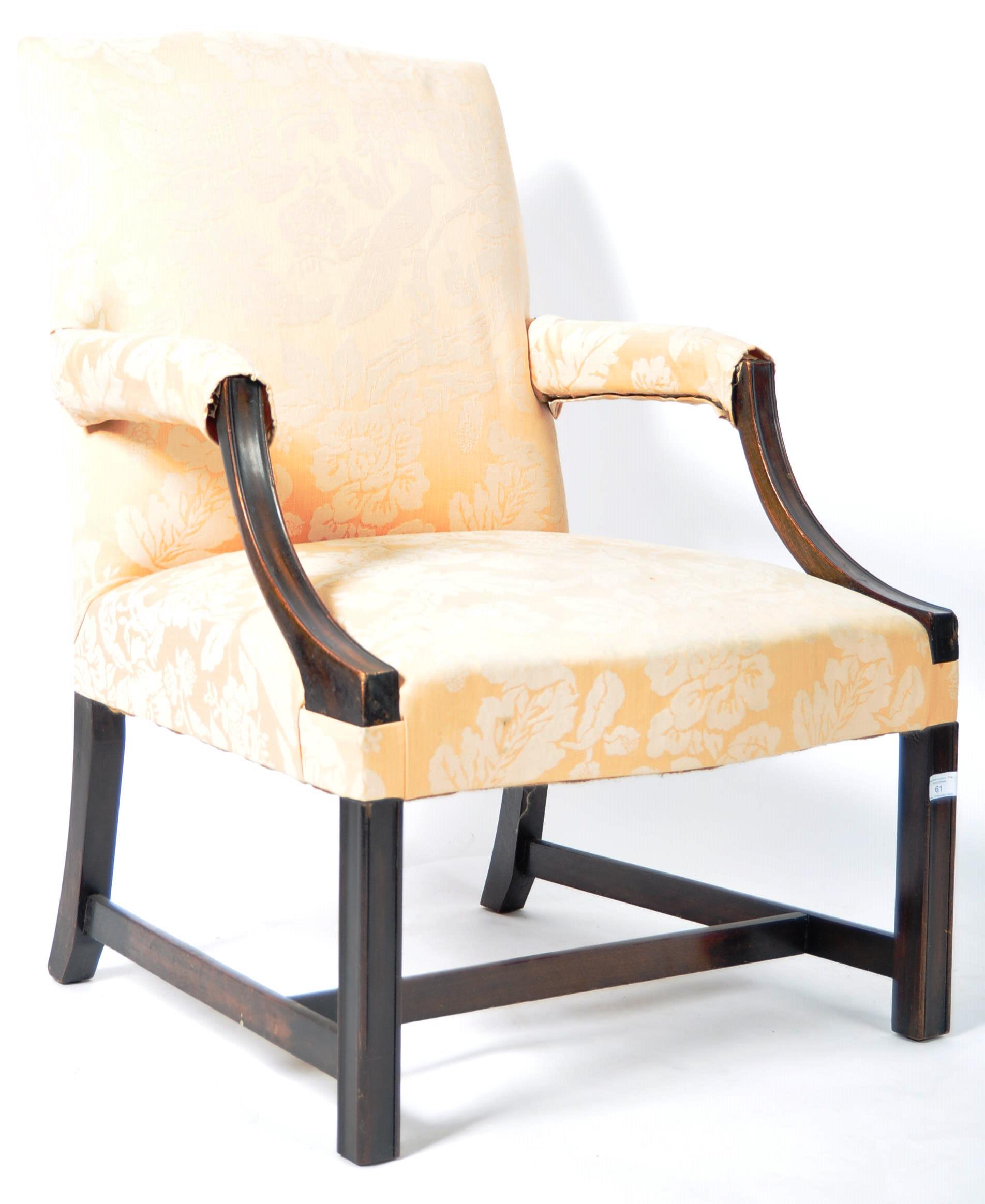 19TH CENTURY GAINSBOROUGH ARMCHAIR WITH EBONISED FINISH