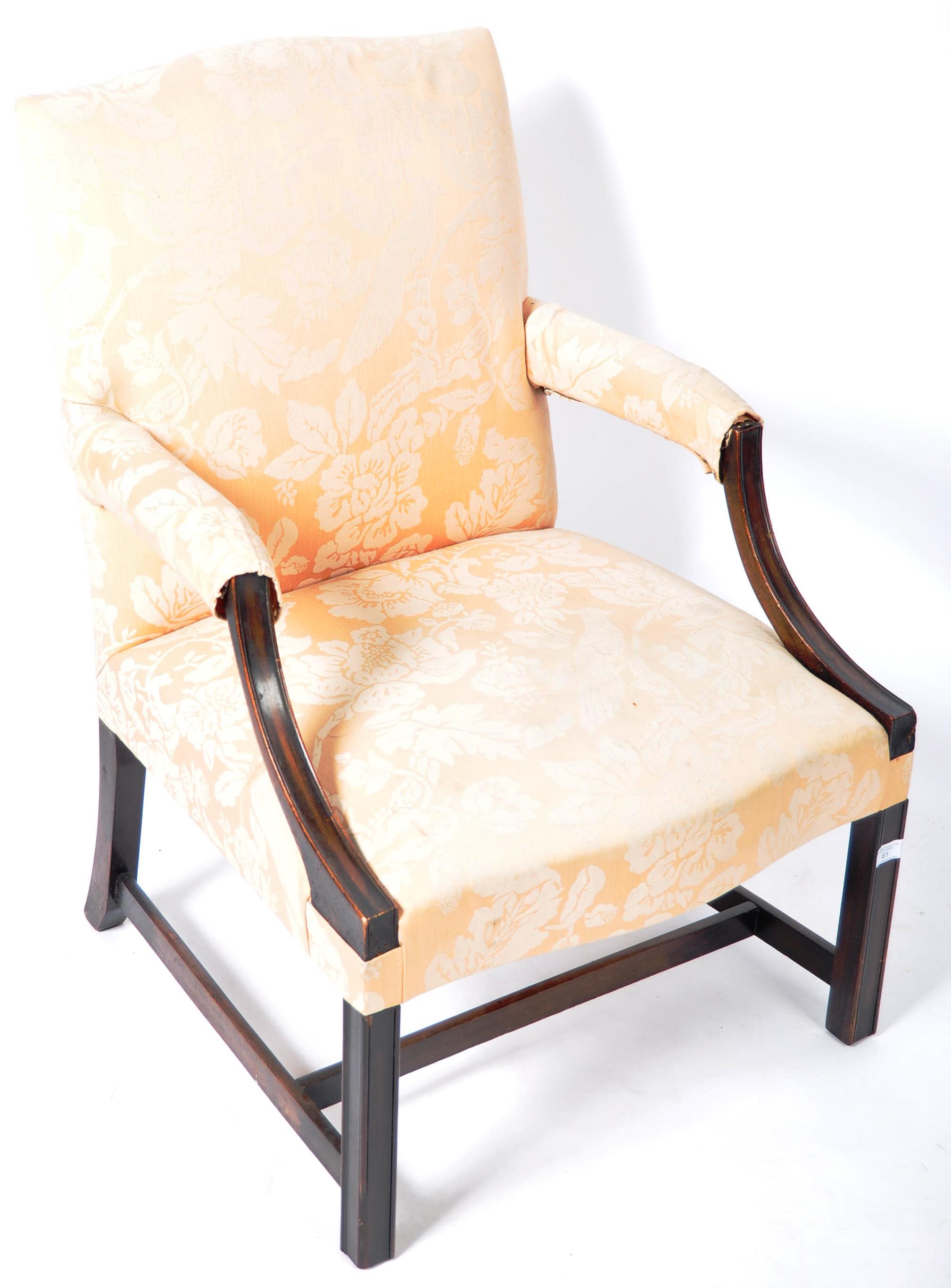 19TH CENTURY GAINSBOROUGH ARMCHAIR WITH EBONISED FINISH - Image 2 of 4