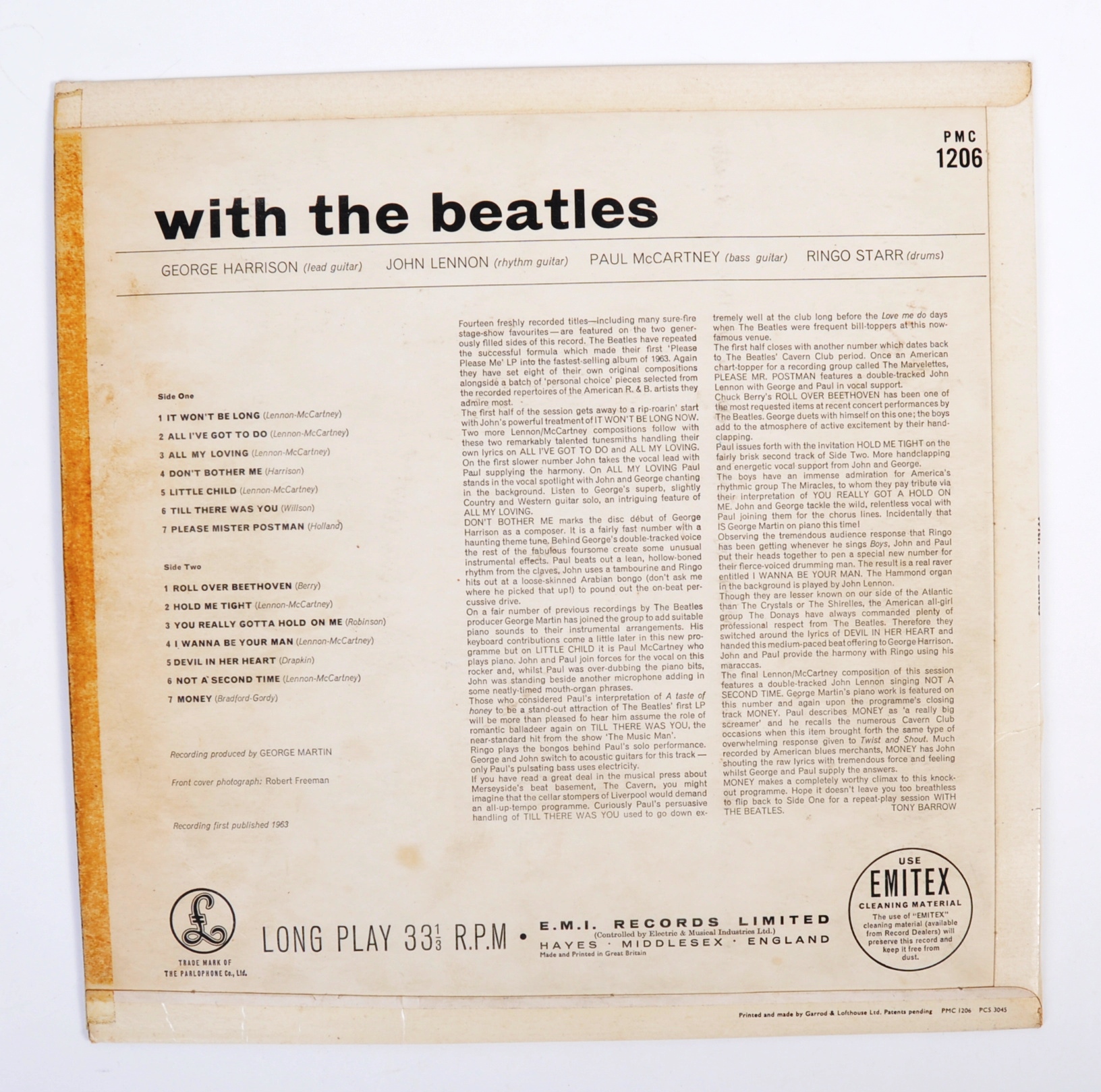THE BEATLES - WITH THE BEATLES - 1963 PARLOPHONE SECOND UK PRESS - Image 2 of 4